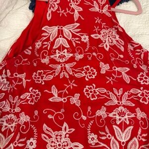 Red Floral Sleeveless Dress